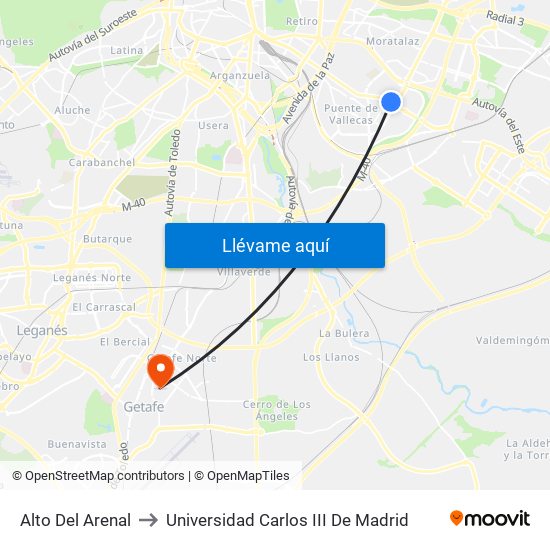 Alto Del Arenal to Universidad Carlos III De Madrid map