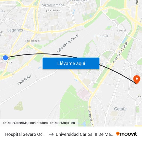 Hospital Severo Ochoa to Universidad Carlos III De Madrid map