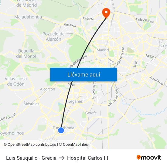 Luis Sauquillo - Grecia to Hospital Carlos III map