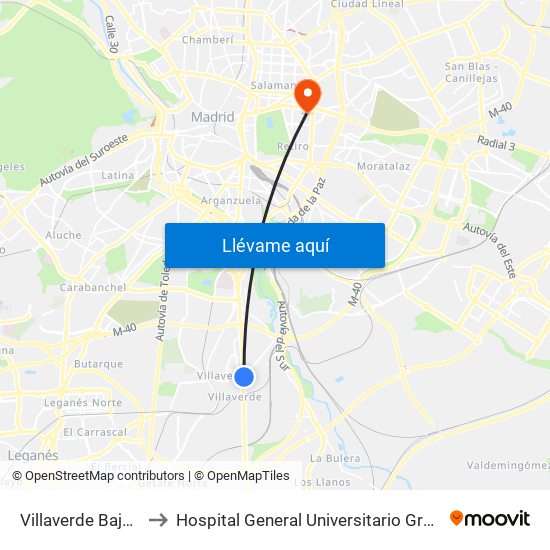 Villaverde Bajo - Cruce to Hospital General Universitario Gregorio Marañón. map