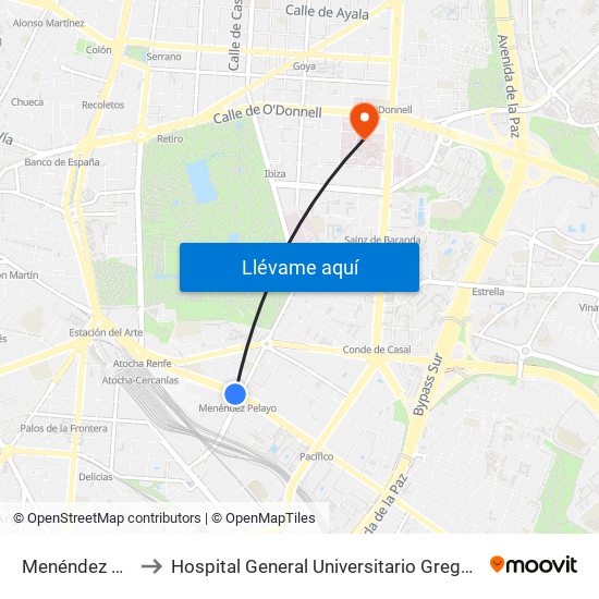 Menéndez Pelayo to Hospital General Universitario Gregorio Marañón. map