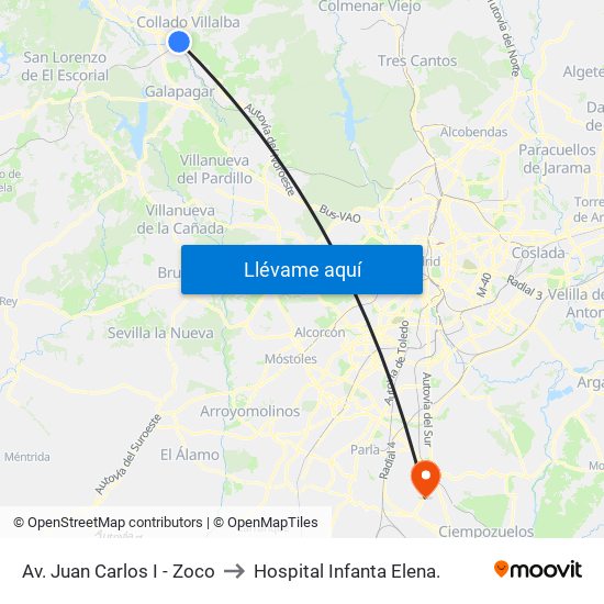 Av. Juan Carlos I - Zoco to Hospital Infanta Elena. map