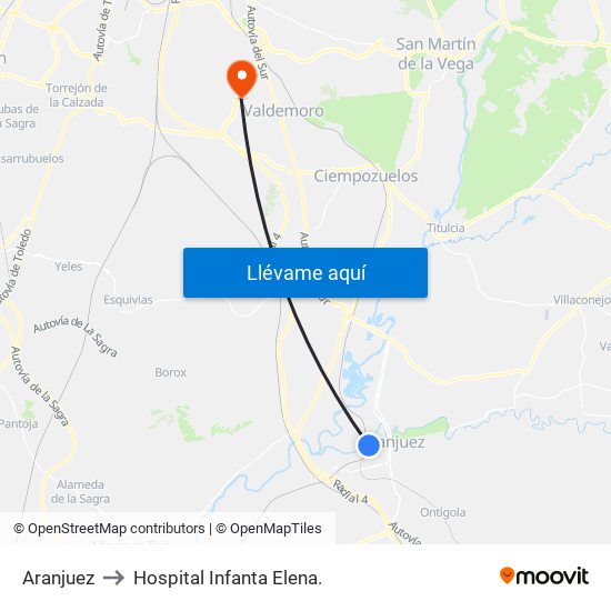 Aranjuez to Hospital Infanta Elena. map