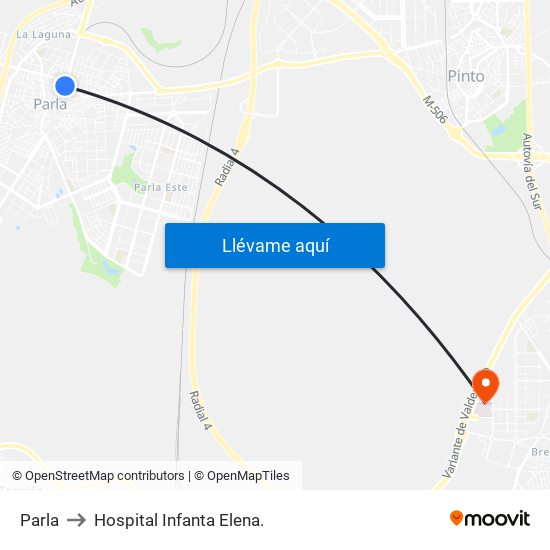 Parla to Hospital Infanta Elena. map
