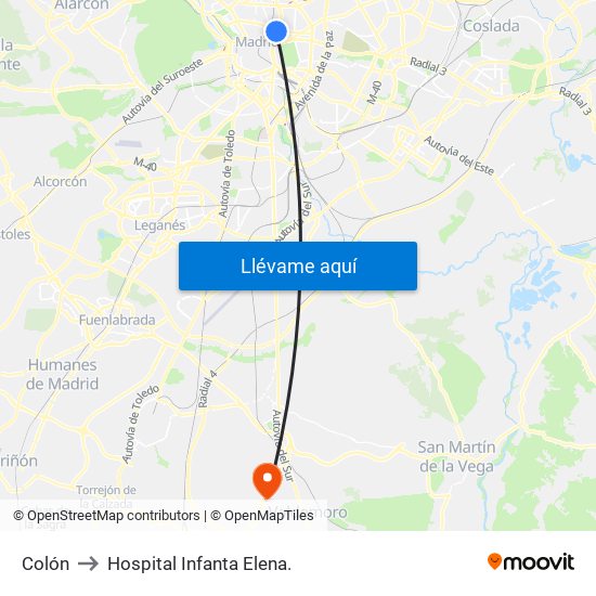 Colón to Hospital Infanta Elena. map