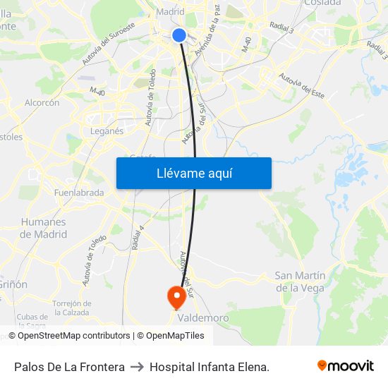 Palos De La Frontera to Hospital Infanta Elena. map