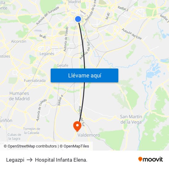 Legazpi to Hospital Infanta Elena. map