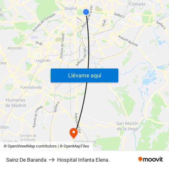 Sainz De Baranda to Hospital Infanta Elena. map