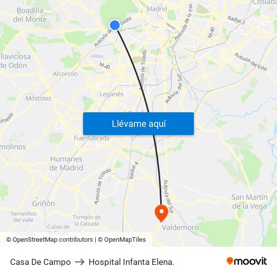 Casa De Campo to Hospital Infanta Elena. map