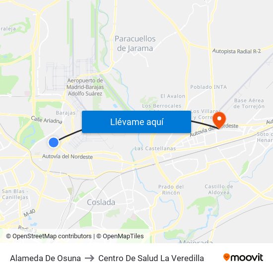 Alameda De Osuna to Centro De Salud La Veredilla map