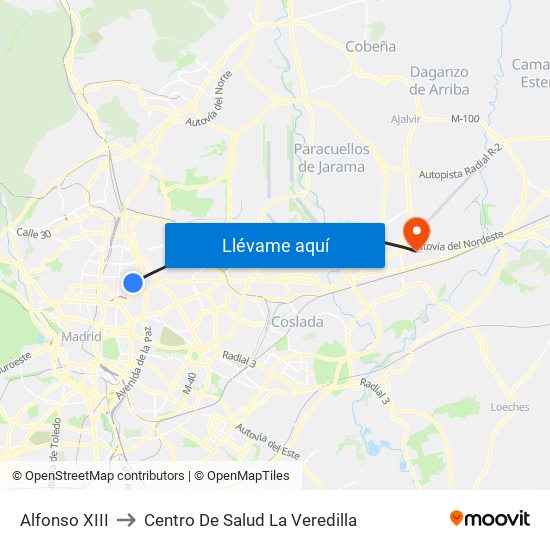 Alfonso XIII to Centro De Salud La Veredilla map