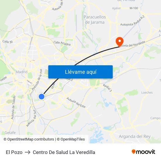 El Pozo to Centro De Salud La Veredilla map