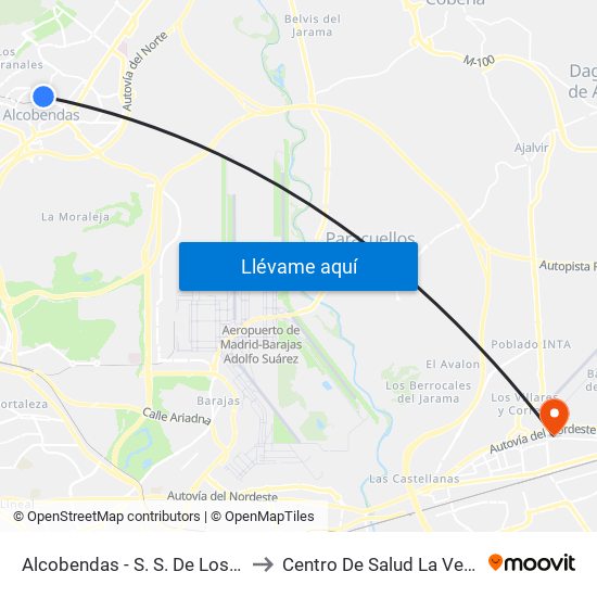 Alcobendas - S. S. De Los Reyes to Centro De Salud La Veredilla map