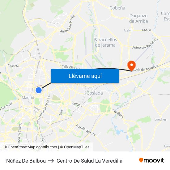 Núñez De Balboa to Centro De Salud La Veredilla map