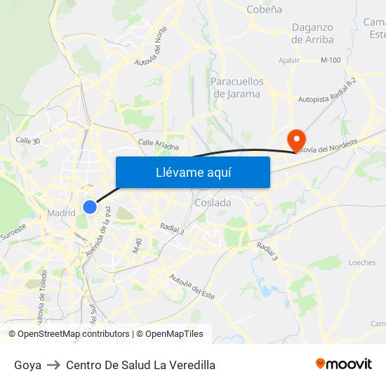 Goya to Centro De Salud La Veredilla map