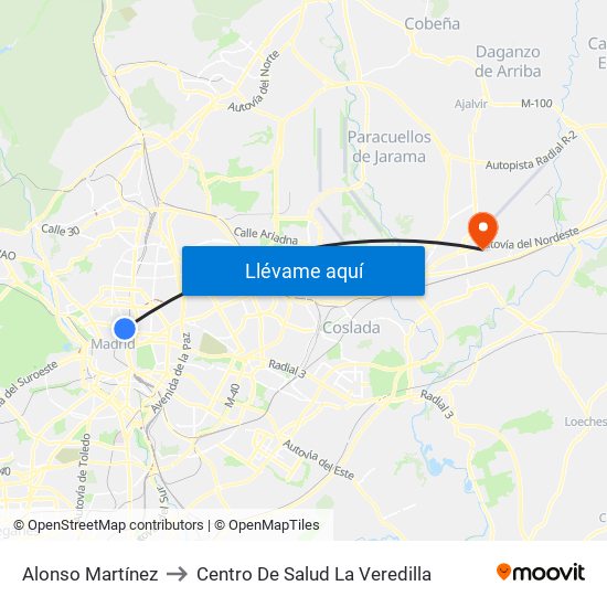 Alonso Martínez to Centro De Salud La Veredilla map