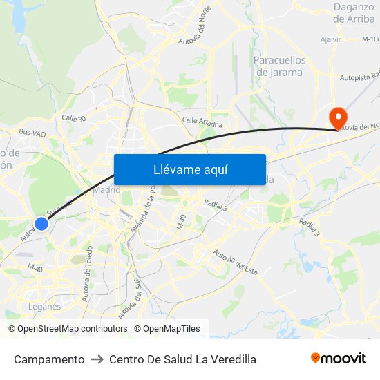 Campamento to Centro De Salud La Veredilla map