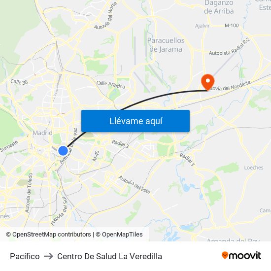 Pacífico to Centro De Salud La Veredilla map