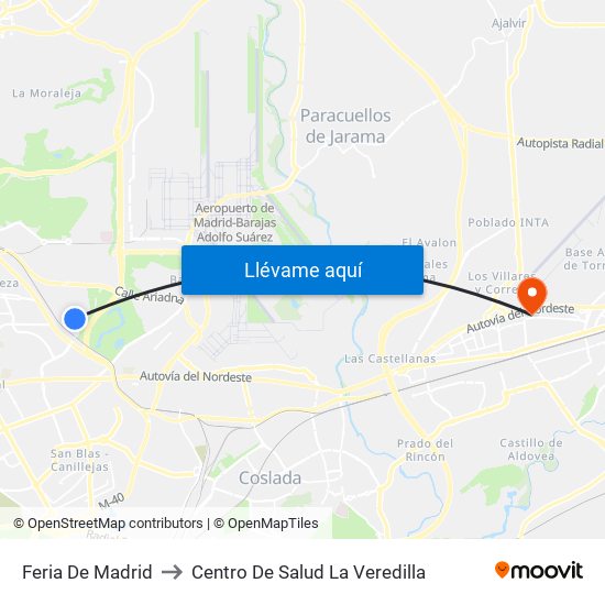 Feria De Madrid to Centro De Salud La Veredilla map