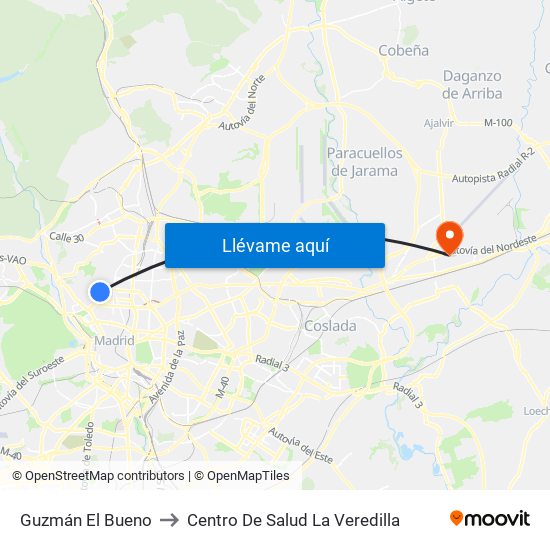 Guzmán El Bueno to Centro De Salud La Veredilla map