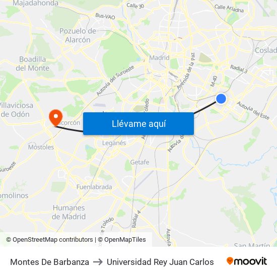 Montes De Barbanza to Universidad Rey Juan Carlos map