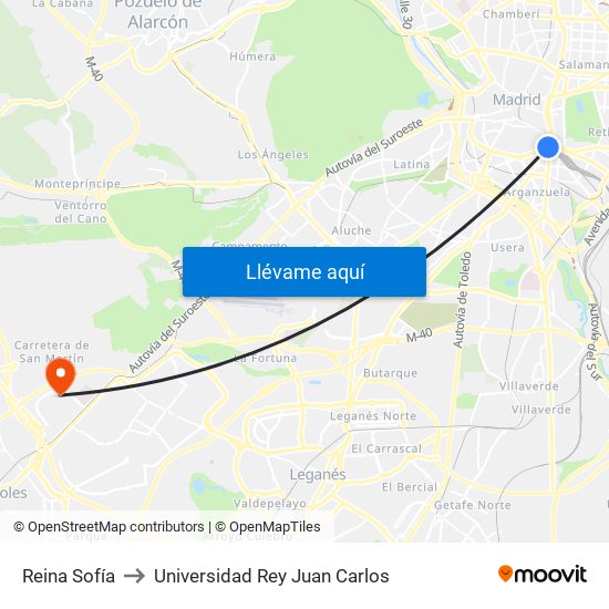 Reina Sofía to Universidad Rey Juan Carlos map