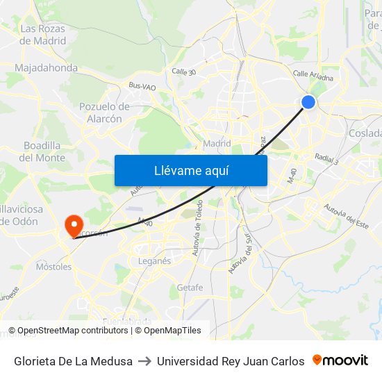 Glorieta De La Medusa to Universidad Rey Juan Carlos map