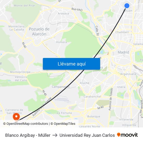 Blanco Argibay - Müller to Universidad Rey Juan Carlos map