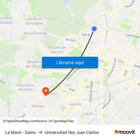 La Masó - Salou to Universidad Rey Juan Carlos map