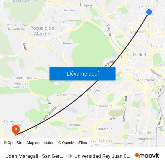 Joan Maragall - San Germán to Universidad Rey Juan Carlos map