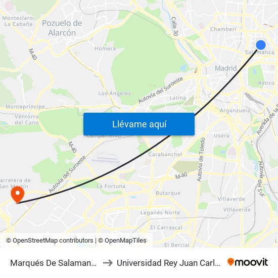 Marqués De Salamanca to Universidad Rey Juan Carlos map