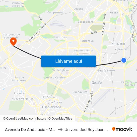 Avenida De Andalucía - Marconi to Universidad Rey Juan Carlos map