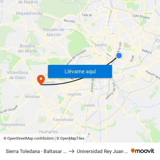 Sierra Toledana - Baltasar Santos to Universidad Rey Juan Carlos map