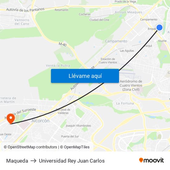 Maqueda to Universidad Rey Juan Carlos map