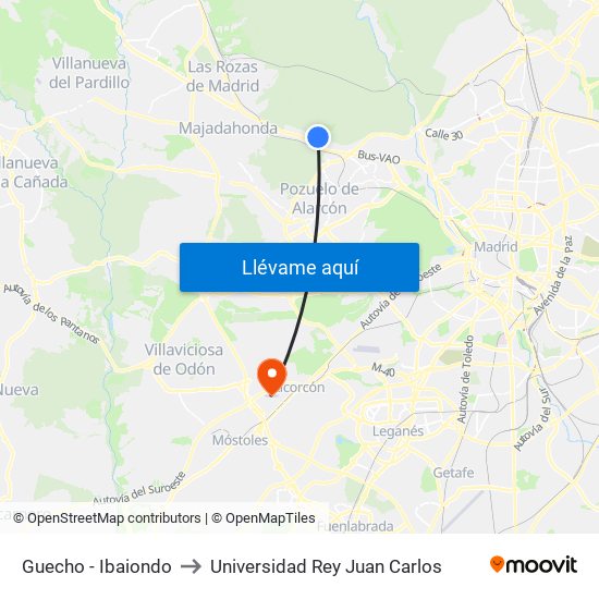 Guecho - Ibaiondo to Universidad Rey Juan Carlos map
