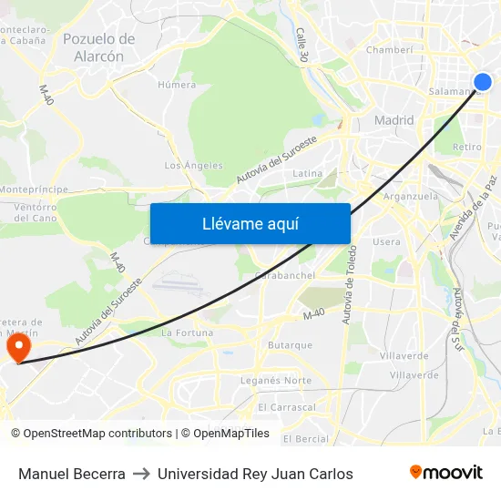 Manuel Becerra to Universidad Rey Juan Carlos map