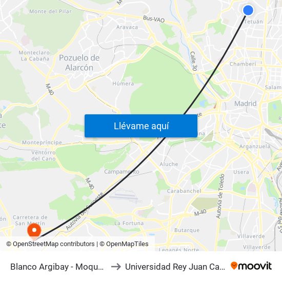 Blanco Argibay - Moquetas to Universidad Rey Juan Carlos map