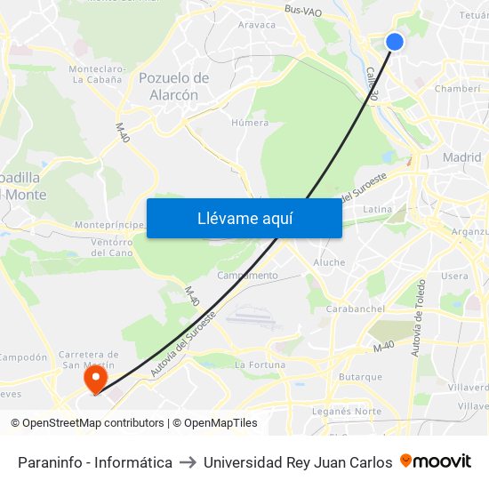 Paraninfo - Informática to Universidad Rey Juan Carlos map