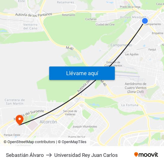 Sebastián Álvaro to Universidad Rey Juan Carlos map