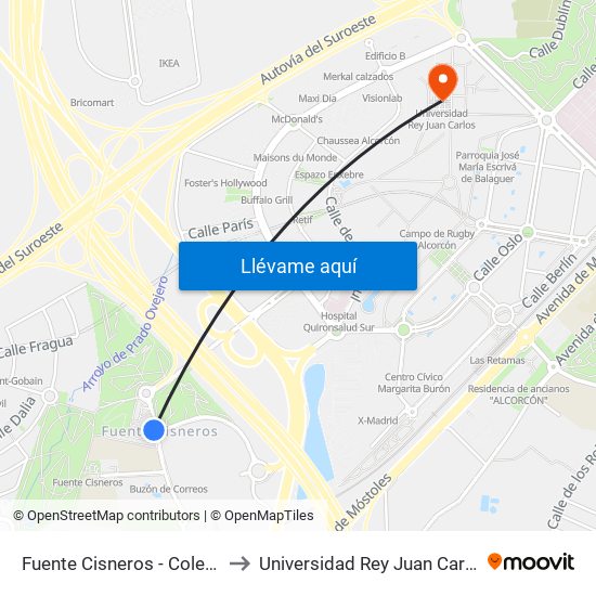 Fuente Cisneros - Colegio to Universidad Rey Juan Carlos map