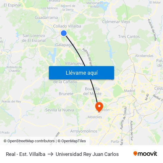 Real - Est. Villalba to Universidad Rey Juan Carlos map