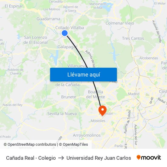 Cañada Real - Colegio to Universidad Rey Juan Carlos map
