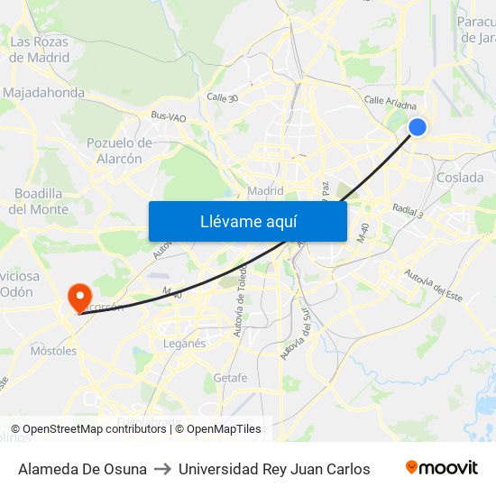 Alameda De Osuna to Universidad Rey Juan Carlos map