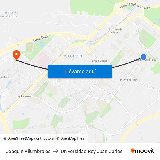Joaquín Vilumbrales to Universidad Rey Juan Carlos map