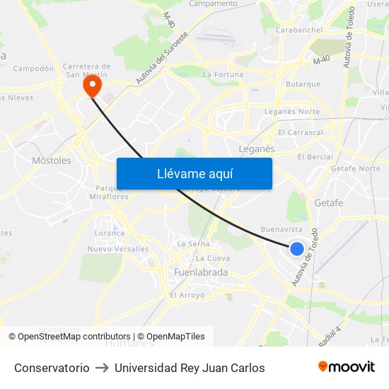 Conservatorio to Universidad Rey Juan Carlos map