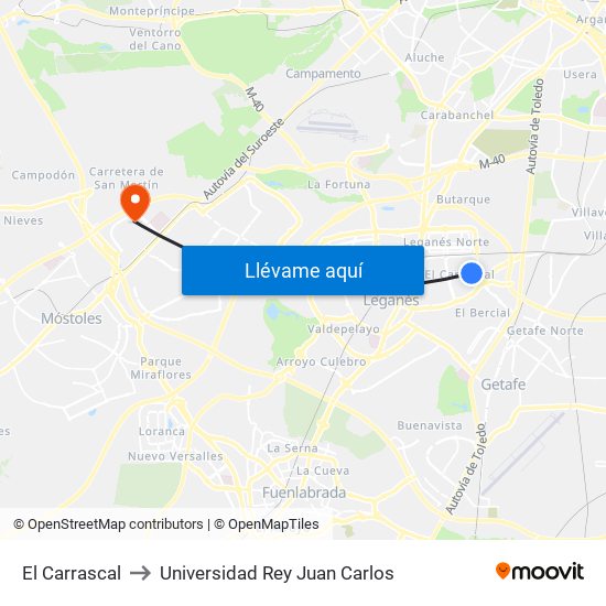El Carrascal to Universidad Rey Juan Carlos map