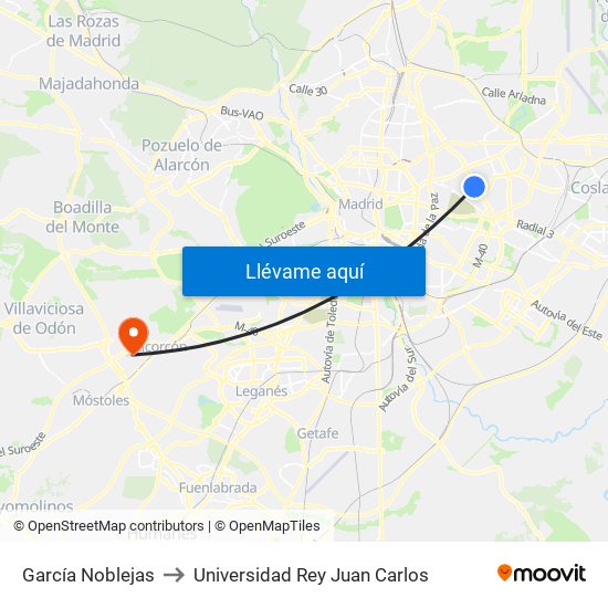 García Noblejas to Universidad Rey Juan Carlos map