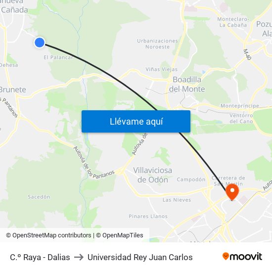 C.º Raya - Dalias to Universidad Rey Juan Carlos map
