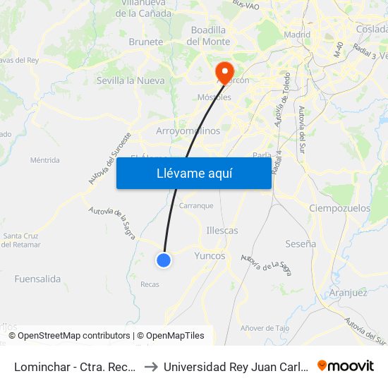 Lominchar - Ctra. Recas to Universidad Rey Juan Carlos map