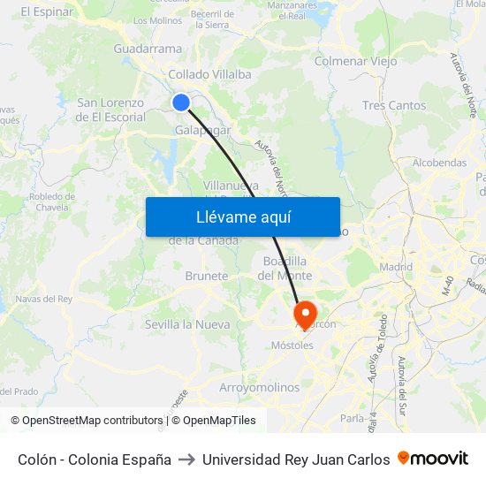 Colón - Colonia España to Universidad Rey Juan Carlos map